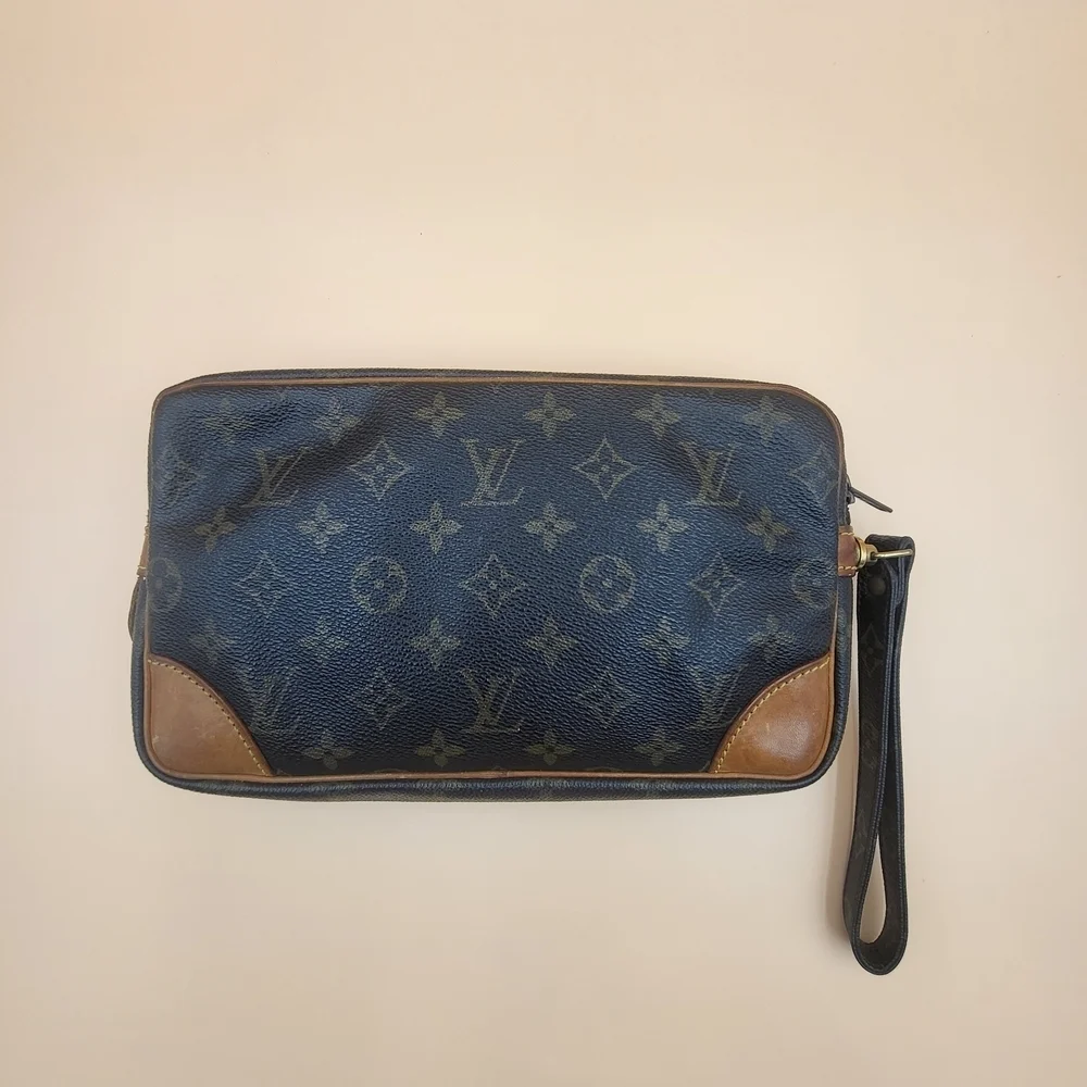 LOUIS VUITTON MARLY DRAGONNE GM CLUCTH BAG PURSE, Authentic w/COA.
